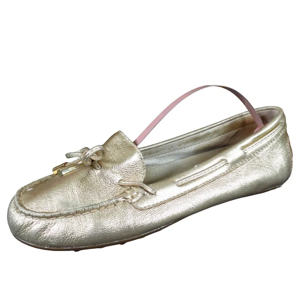 Michael Michael Kors Daisy Women's Moccasins Size 6.5 Pale Gold Metallic Leather